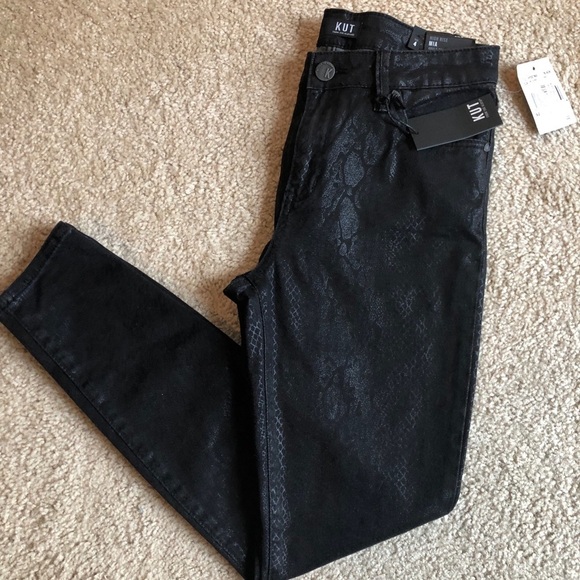 Kut From The Kloth Mia high rise coated snake 4 black jeans denim zip up - Picture 3 of 11